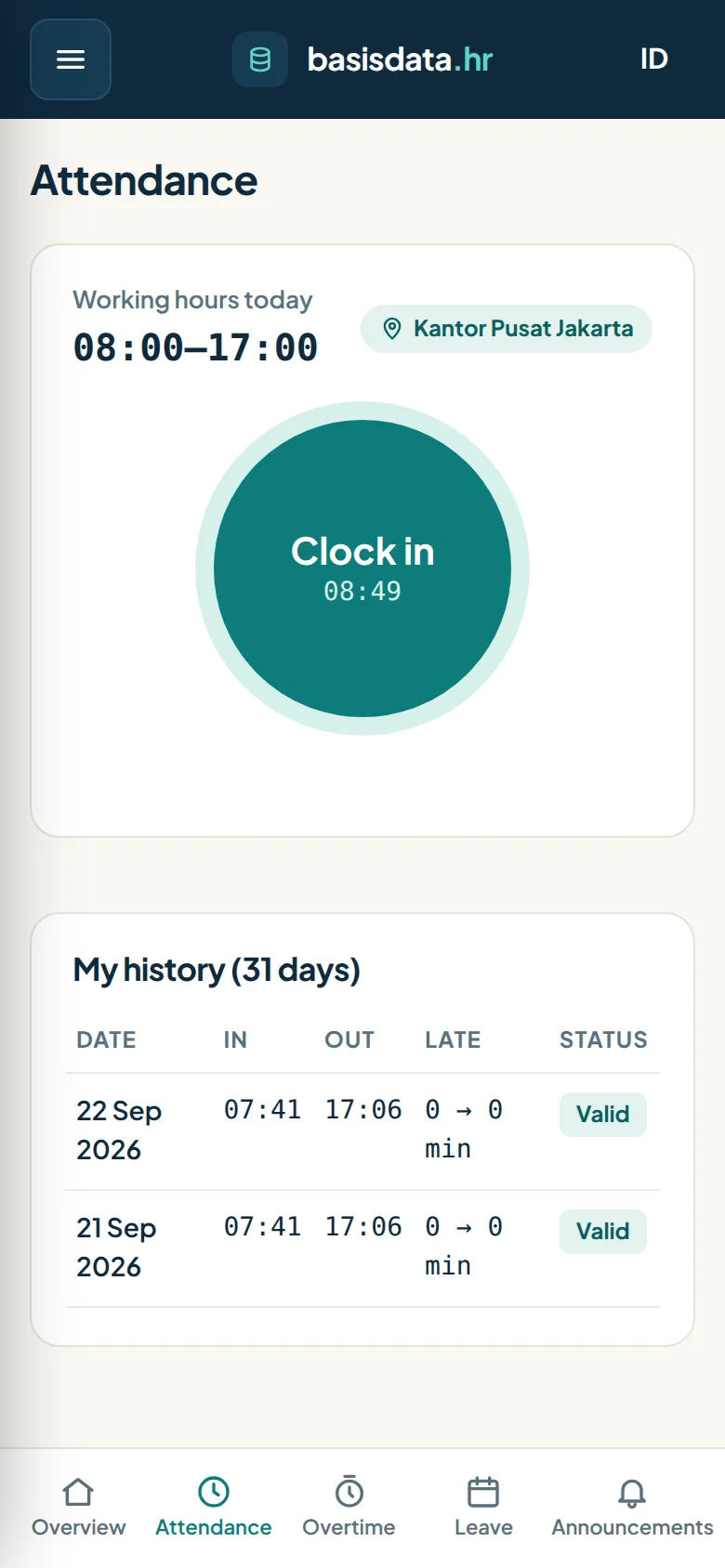 Employees clock in by phone